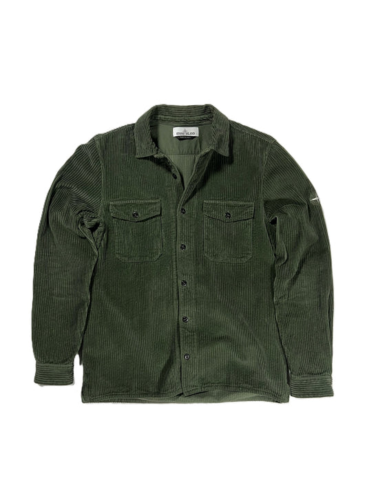 Stone Island Green Corduroy Embroidered Overshirt Medium