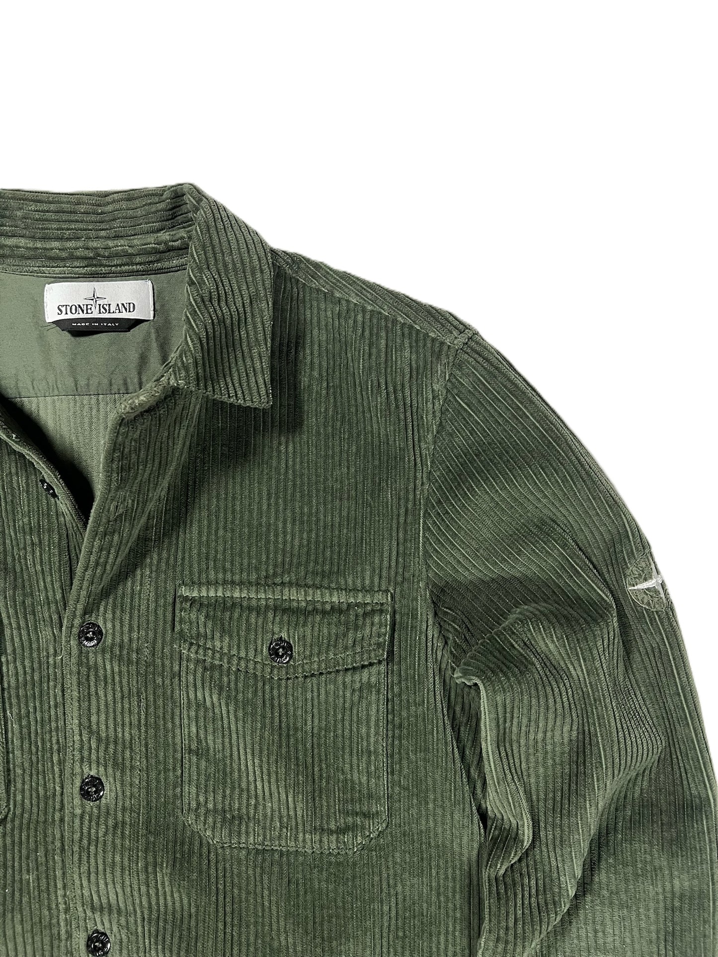 Stone Island Green Corduroy Embroidered Overshirt Medium