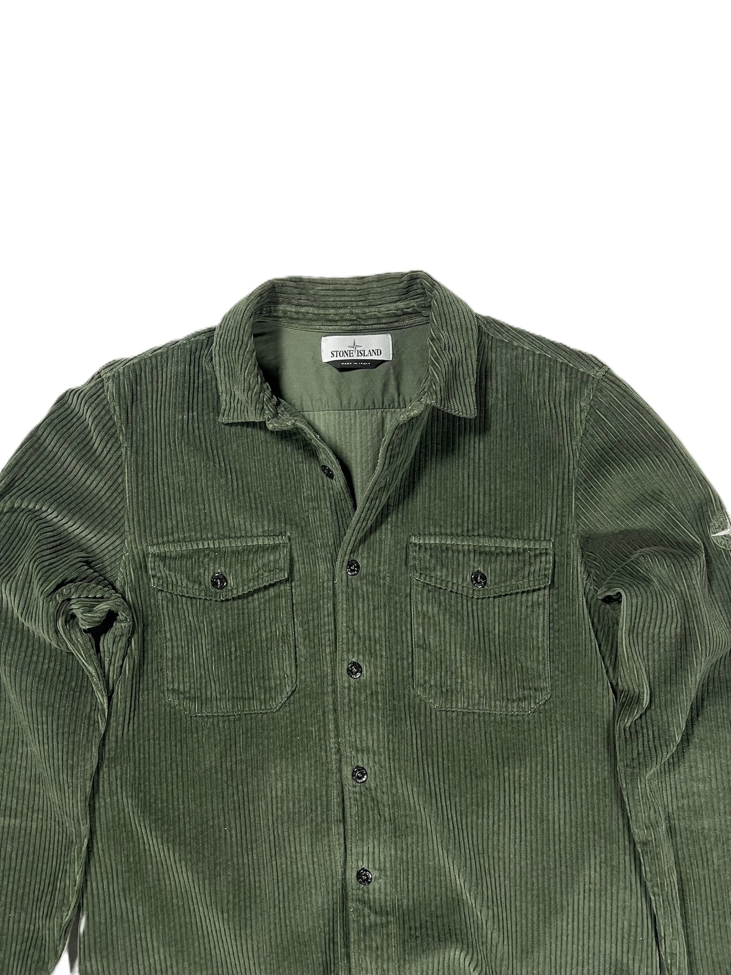 Stone Island Green Corduroy Embroidered Overshirt Medium