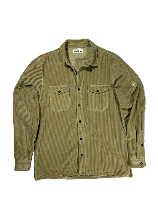 Stone Island Gold Corduroy Embroidered Overshirt XXL