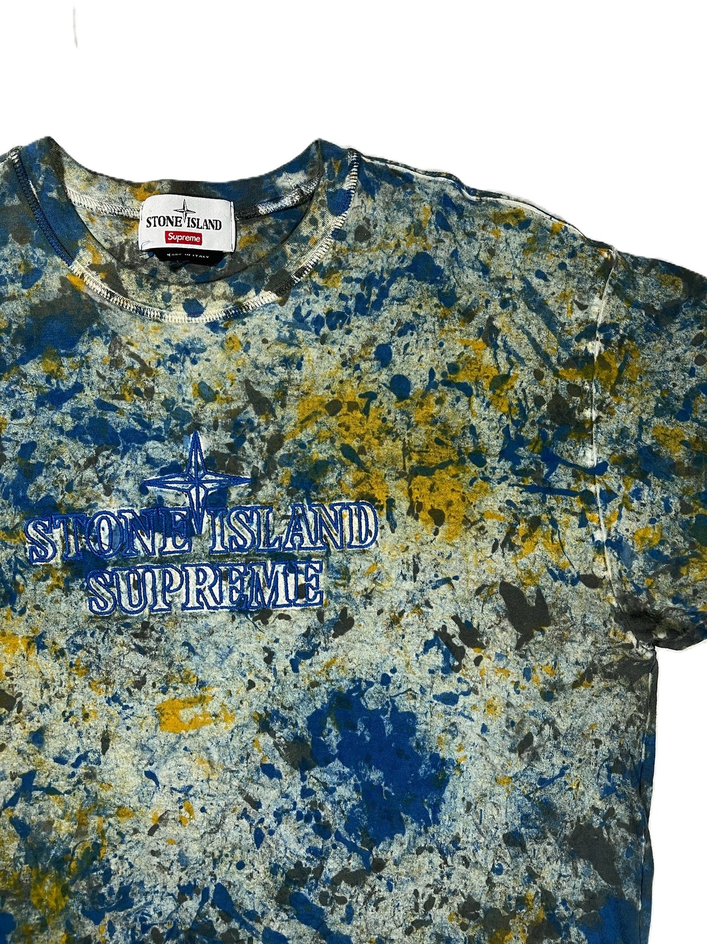 Stone Island x Supreme Blue Paintball Camo Tee Medium