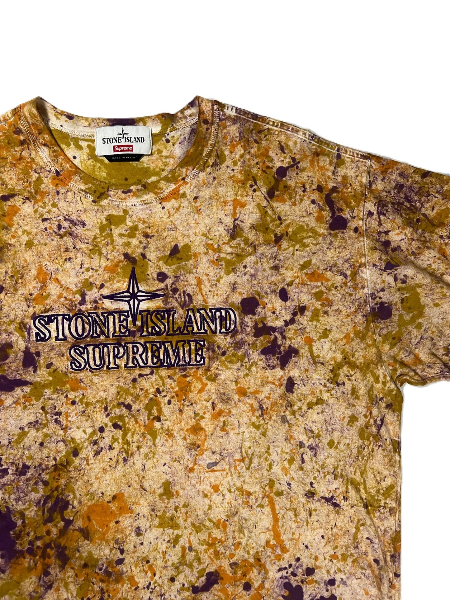 Stone Island x Supreme Orange Paintball Camo T Shirt Medium